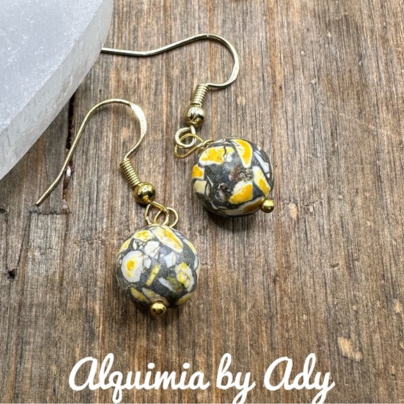 Alquimia Gold and Yellow Earrings mosaic turquoise - Picture 1 of 1